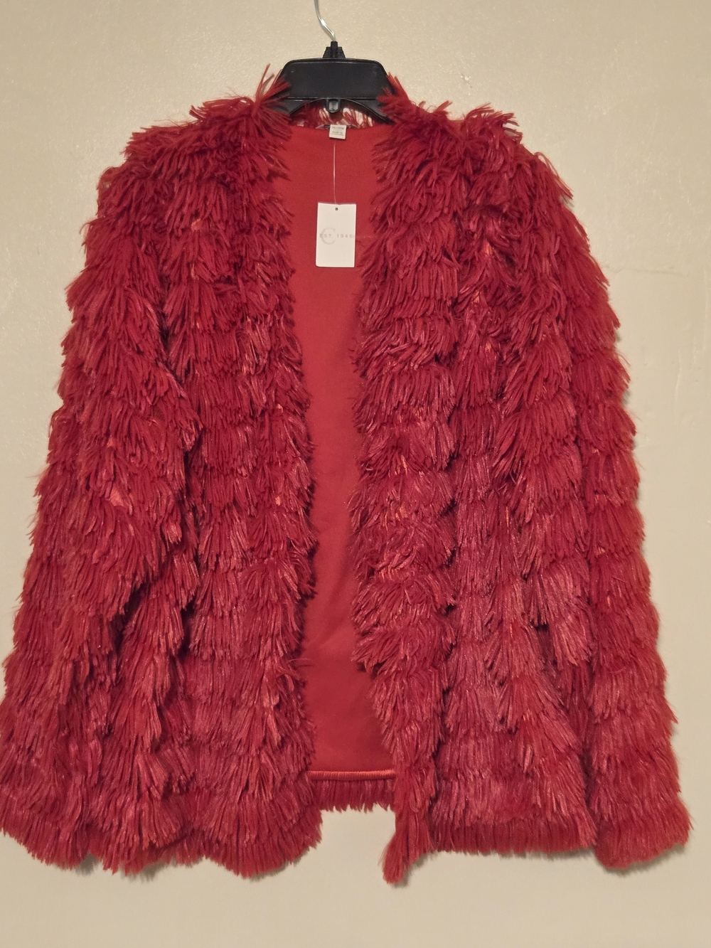 Cato Red Faux Fur Shag Jacket Blazer